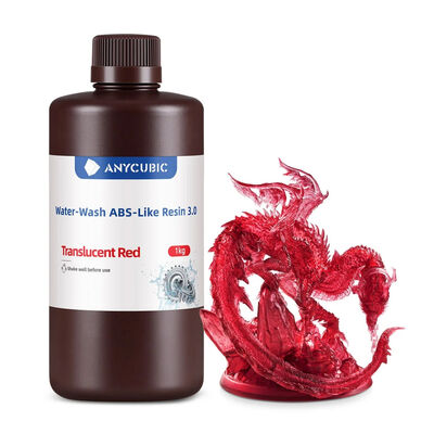 Anycubic Water-Wash ABS-Like Reçine 3.0 - Yarı Şeffaf Kırmızı - 1 Kg