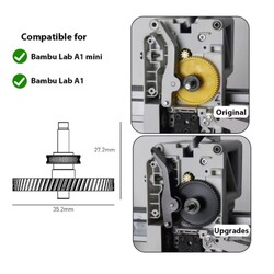 Bambu Lab A1/A1 Mini Sertleştirilmiş Çelik Nikel Kaplama Extruder Dişli Seti - Gold - Thumbnail