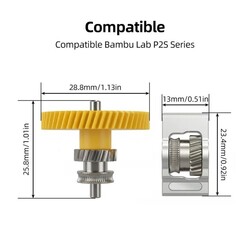 Bambu Lab P2S Sertleştirilmiş Çelik Nikel Kaplama Extruder Dişli Seti - Thumbnail