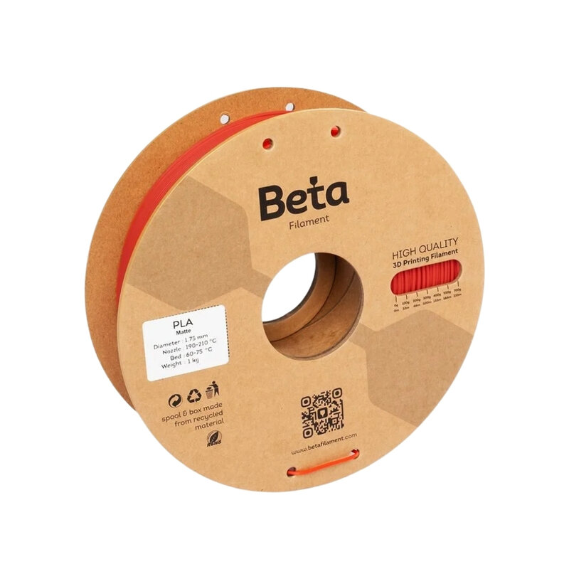 Beta - Beta PLA-Matte Filament Chinese Red - 1.75mm - 1 Kg
