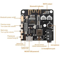 VHM-314 BT5.0 PRO Bluetooth Ses Alıcı Kartı MP3 Modülü -Mikrofonlu - Thumbnail