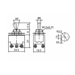 Büyük Boy Toggle Switch - ON-ON - 15A-250VAC - E-TEN1321 - Thumbnail