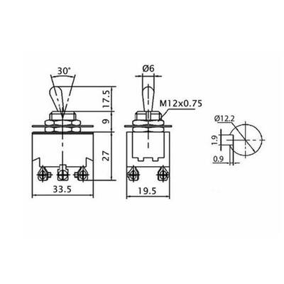 Büyük Boy Toggle Switch - ON-ON - 15A-250VAC - E-TEN1321