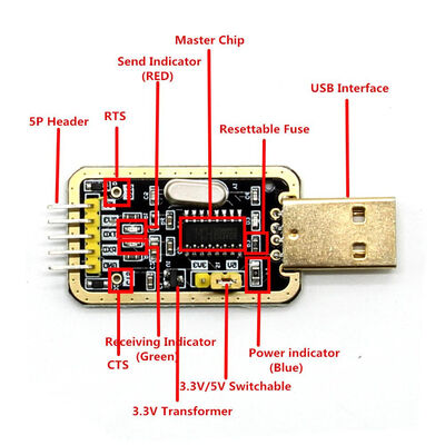 CH340G USB TTL Seri Haberleşme Dönüştürücü Modül