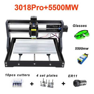 CNC3018 Pro - ER11 5500mW Lazerli CNC Makinesi - Tezgahı (Demonte)