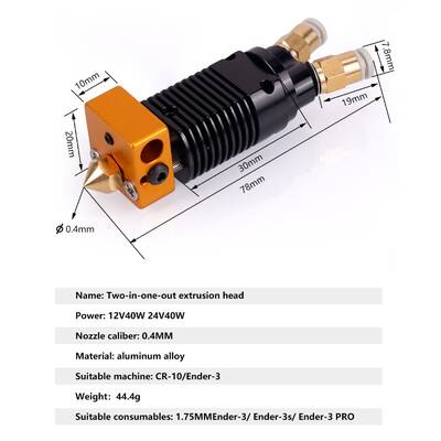 CR10(MK8) Çift Renkli Hotend Seti-Ender 3-Pro-V2 Uyumlu