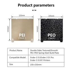 Creality K1 Pei + POE Kaplı Yay Çeliği Manyetik Tabla - 235x235mm - Çift Yüzlü - Thumbnail