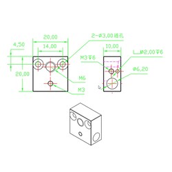 Creality MK8-CR10 Isıtıcı Blok - 20x20x10mm - 400°C - Brass - Thumbnail