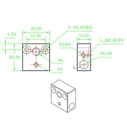 Creality MK8-CR10 Isıtıcı Blok - 20x20x10mm - Ender 3 V2 Uyumlu - 300°C - Thumbnail