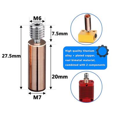 Creality MK8/CR10 Titanyum Alaşımlı Barel - M7x27mm