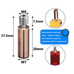 Creality MK8/CR10 Titanyum Alaşımlı Barel - M7x27mm - Thumbnail