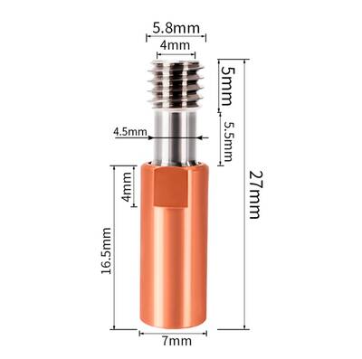 Creality MK8/CR10 Titanyum Alaşımlı Barel - M7x27mm - 4.1mm