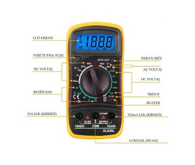 Dijital Multimetre- Avometre - Mini Ölçü Aleti - XL830L