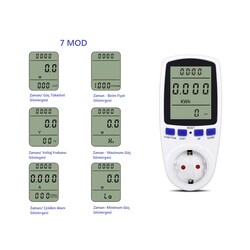 Dijital Wattmetre - Priz Tipi - Elektrik Tüketimi Ölçer - 220V-16A - Thumbnail