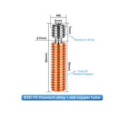 E3D V5 M6x26mm Titanyum Alaşımlı Barel - 1.75mm All Metal - Thumbnail