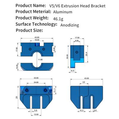 E3D V5-V6 Hotend Tutucu - Cr-10, Cr10S, Ender 3 Pro/V2 Uyumlu