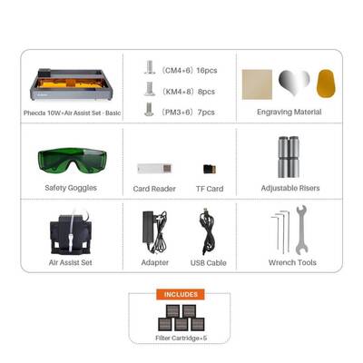 ELEGOO Phecda Lazer Gravür ve Kesici - 10W + Air Assist