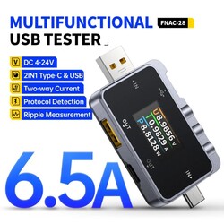 FNIRSI FNAC-28 2in1 Type-C USB Test Cihazı Dijital Voltmetre Ampermetre - Thumbnail