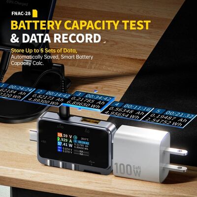 FNIRSI FNAC-28 2in1 Type-C USB Test Cihazı Dijital Voltmetre Ampermetre