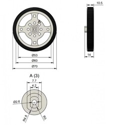 Geçmeli Tekerlek - 6V 250Rpm Motor Uyumlu - Thumbnail