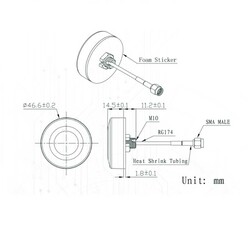 GPS Aktif Anten - 3 Metre RG174 Kablo - SMA Erkek-1575.42±1MHz - Thumbnail