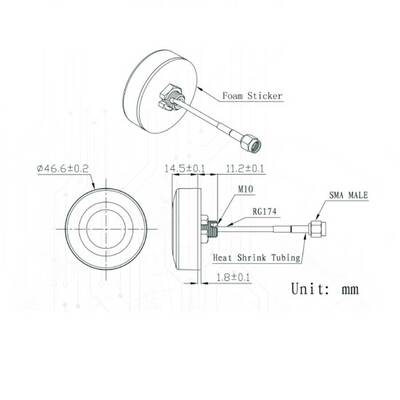 GPS Aktif Anten - 3 Metre RG174 Kablo - SMA Erkek-1575.42±1MHz