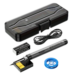 Şarjlı Havya Kalemi Seti USB 5V/8W - Kutulu - Gri - Thumbnail