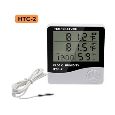 HTC-2 Dijital Saat Termometre Sıcaklık- Nem Ölçer - Alarm