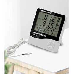HTC-2 Dijital Saat Termometre Sıcaklık- Nem Ölçer - Alarm - Thumbnail