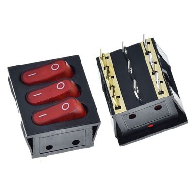 KCD3-303 ON-OFF Anahtar 9 pin Kırmızı - 16A/250V AC - Işıklı