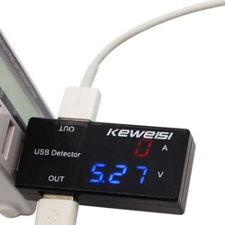 KWS-10VA Çift USB Tester - USB Voltmetre, Ampermetre - Thumbnail