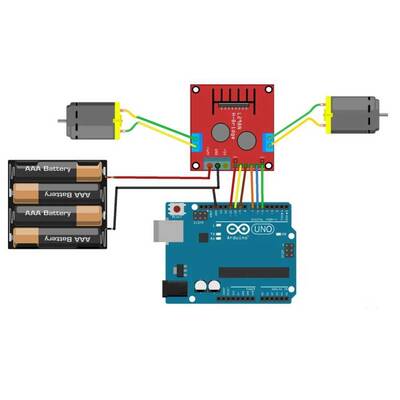 L298N Çift Motor Sürücü Kartı - Voltaj Regülatörlü