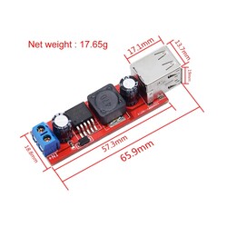 LM2596 Çift USB Çıkışlı Voltaj Düşürücü Regülatör - 5V-3A - Thumbnail