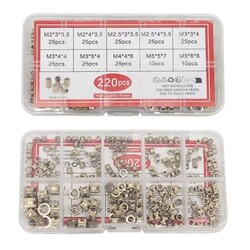 Robo90 - M2-M6 Pirinç Insert Somun Seti - 220 Adet Kutulu