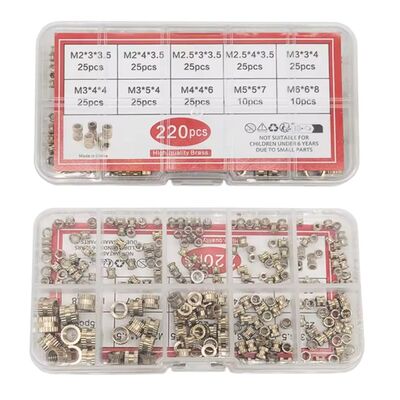 M2-M6 Pirinç Insert Somun Seti - 220 Adet Kutulu