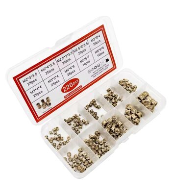 M2-M6 Pirinç Insert Somun Seti - 220 Adet Kutulu