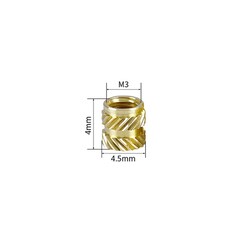 M3x4mm Pirinç Insert Somun - 3D Baskı Uyumlu - Thumbnail