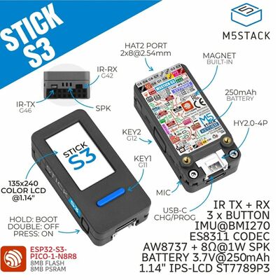 M5Stick S3 ESP32S3 Mini IoT Geliştirme Kiti