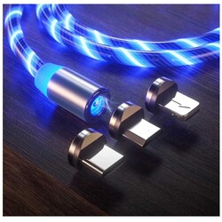 Manyetik ve Işıklı USB Şarj Kablosu - Lightning-Iphone - Tek Uç - Thumbnail