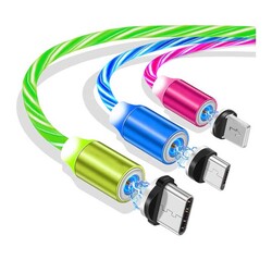 Manyetik ve Işıklı USB Şarj Kablosu - Lightning-Iphone - Tek Uç - Thumbnail