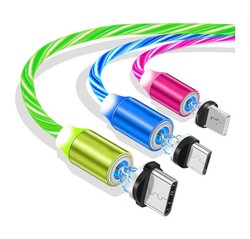 Manyetik ve Işıklı USB Şarj Kablosu - Type C - Tek Uç - Thumbnail