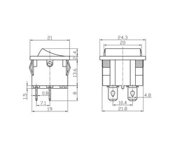 MRS-201 Rocker Switch - 4 Pin - ON-OFF - 250VAC/6A - Thumbnail