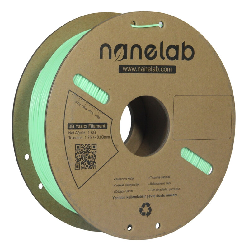 Nanelab - Nanelab Matte Yeşil PLA Filament - 1.75mm - 1Kg