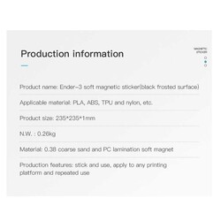 Orijinal Creality 235x235mm Soft Manyetik Tabla Seti - Ender 3/Pro/V2 Uyumlu - Thumbnail
