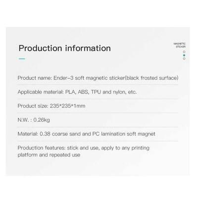 Orijinal Creality 235x235mm Soft Manyetik Tabla Seti - Ender 3/Pro/V2 Uyumlu