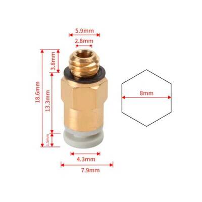 Orijinal Creality KJH04-M6 Pnömatik Konnektör - MK8 Extruder Uyumlu