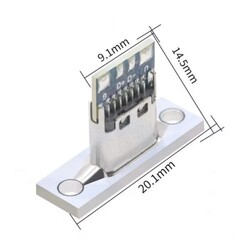 Panel Montaj Tip Dişi Type-C USB Soket - 4 Pin Smd - Thumbnail