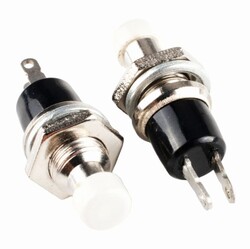 Robo90 - PBS-110 Push Button Yuvarlak Anahtar - Beyaz - NO(Normalde Açık)