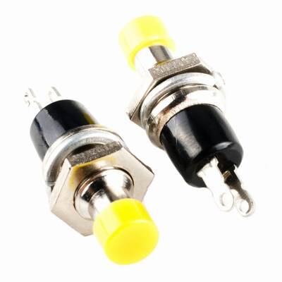 PBS-110 Push Button Yuvarlak Anahtar - Sarı - NO(Normalde Açık)