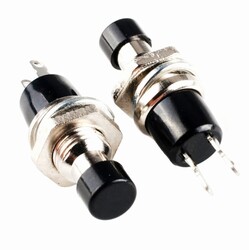 Robo90 - PBS-110 Push Button Yuvarlak Anahtar - Siyah - NO(Normalde Açık)